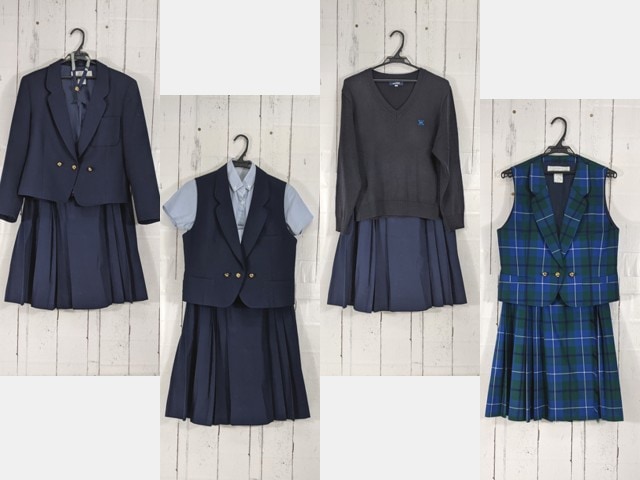 c98 東京都 北豊島中学校 高校 ブレザー+ベスト+セーター+夏服・冬服スカート+リボン/yt4859【35EKC】