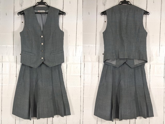 d16 神奈川県 市ケ尾中学校 ベスト+夏服スカート/yt4898【6CJR】