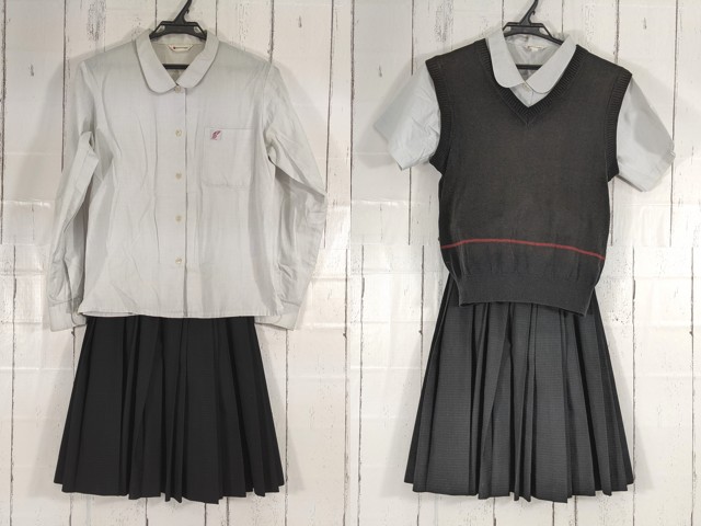 d16 神奈川県立相模原中等教育学校 ニットベスト+半袖・長袖シャツ+夏服スカート/yt4899【15CJE】