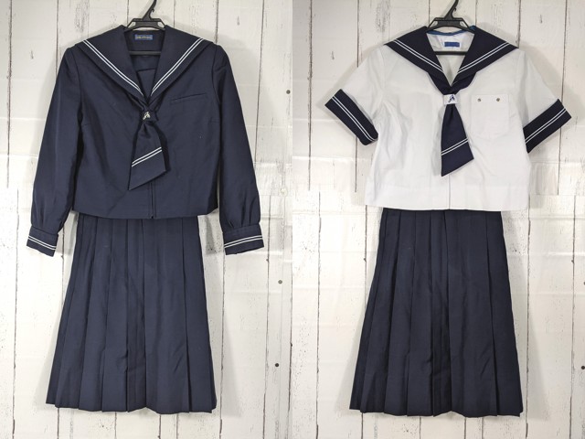 d47 山梨県 城南中学校 ネクタイ付冬服・夏服セーラー服+サスペンダー付冬服スカート/yt4943【18CKE】