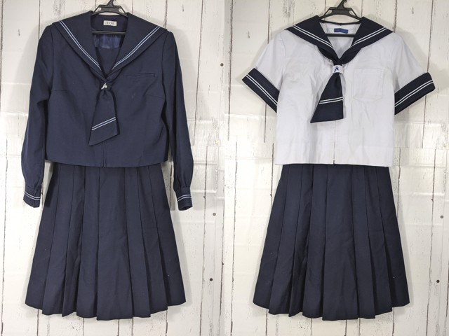 d47 山梨県 城南中学校 ネクタイ付冬服・夏服セーラー服+サスペンダー付冬服スカート/yt4944【18CKE】