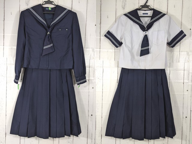 d47 山梨県 城南中学校 ネクタイ付冬服・夏服セーラー服+サスペンダー付冬服スカート/yt4945【18EKC】