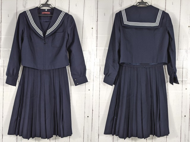 T2443 愛知県 本城中学校 冬服セーラー服+冬服スカート/yt5020【8XKE】