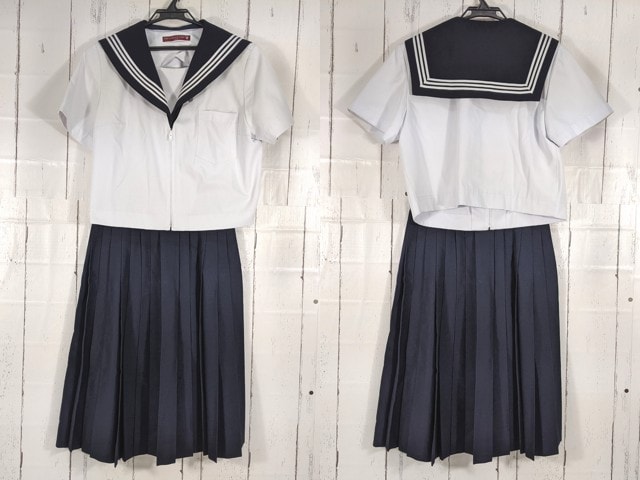 T2443 愛知県 本城中学校 夏服セーラー服+夏服スカート/yt5021【8JCV】
