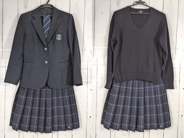 d62 錦城学園高等学校 ブレザー+セーター+冬服スカート+ネクタイ/yt4969【27CJF】