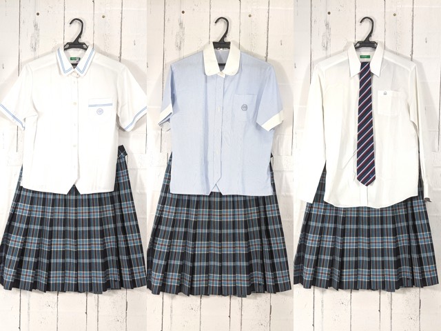 d90 愛知県 人間環境大学附属岡崎高校 半袖・長袖シャツ+夏服スカート+ネクタイ/yt5050【2CKEV】