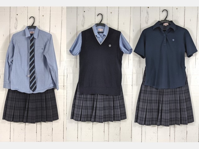 e00 東京都 朋優学院高校 半袖・長袖カッターシャツ+夏服スカート+ネクタイ/yt5058【25KCE】