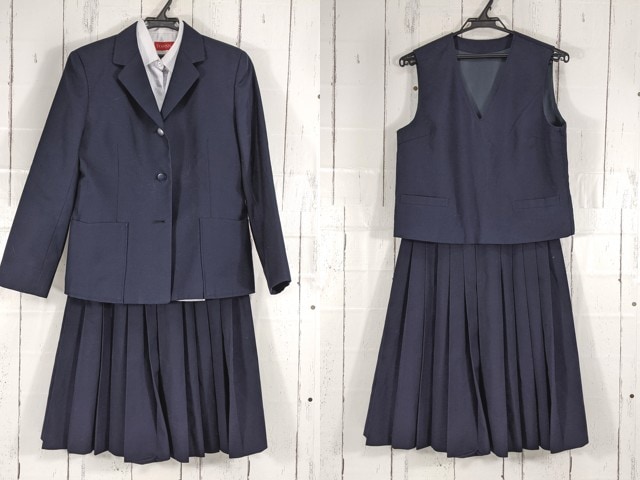 d98 神奈川県 大船中学校 ブレザー+ベスト+長袖シャツ+夏服・冬服スカート/yt5060【12KEX】