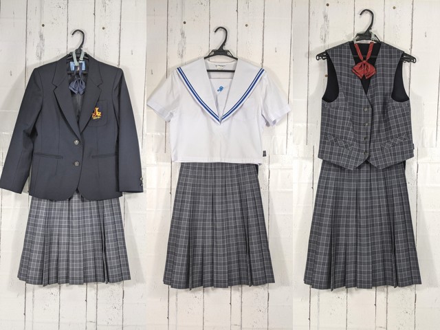 V53 愛知県 星城中学校 ブレザー+夏服セーラー服+ベスト+冬服スカート+リボン/yt5069【2VSKV】