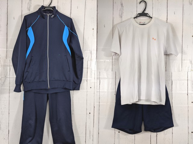 d76 東京都 豊葉の杜学園 中学校 体操着 体操服 シャツ+ハーフパンツ+長袖ジャージ上下/yt5083【5CKE】