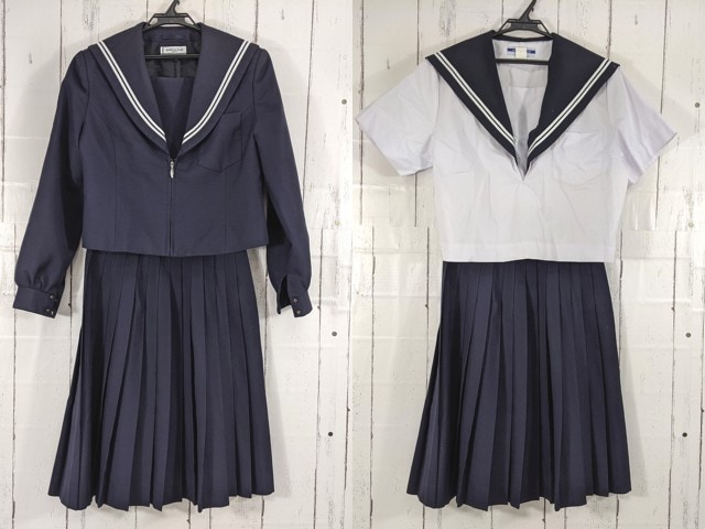 V68 愛知県 東郷中学校 冬服・夏服セーラー服+冬服スカート/yt5094【8CJR】