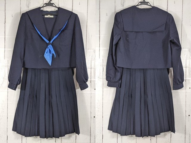 V75 愛知県 高針台中学校 旧モデル 冬服セーラー服+夏服・冬服スカート+スカーフ/yt5130【5CKE】