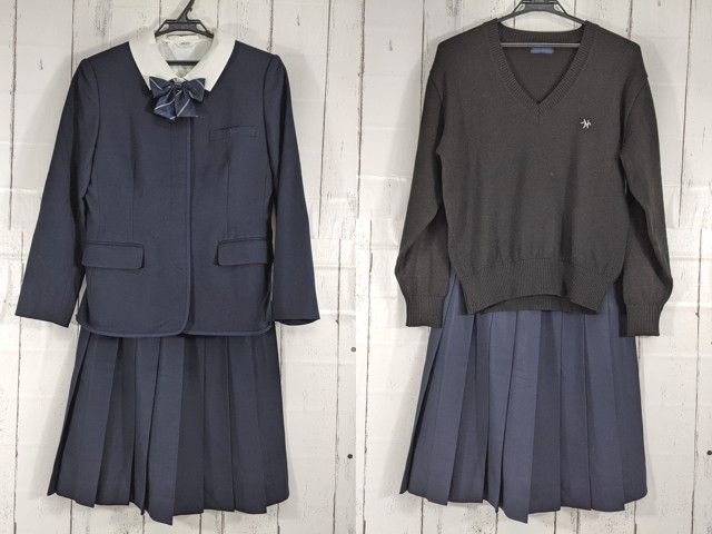 d70 東京都立白?貎高校 ブレザー+セーター+長袖シャツ+冬服スカート/yt4979【4XJCV】