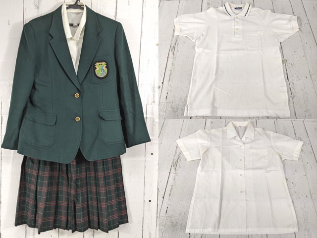 n23 新潟県 小出高校 ブレザー+半袖ポロシャツ+カッターシャツ+冬服スカート/yt7045【25XKW】