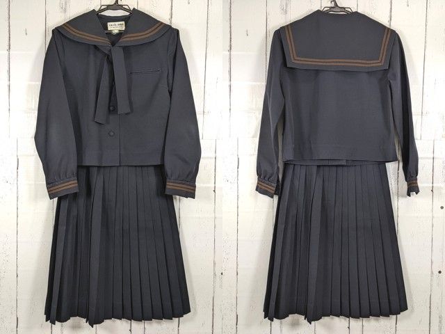 o27 沖縄県 那覇高校 女子用学生服 制服 冬服セーラー服+冬服スカート+ネクタイ/yt7055【15WIK】