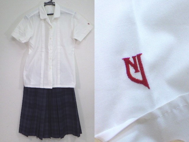 T415 奈良大学附属高校 半袖シャツ+夏・冬スカート/yt1149【7EGR