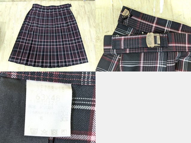 u96 岐阜県 帝京第三高校 ブレザー+長袖シャツ+セーター+冬服スカート+リボン/yt3871【35PEC】