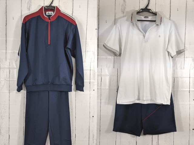 c48 愛知県 旭野高校 体操服 体操着 ポロシャツ+ハーフパンツ+長袖ジャージ上下/yt4751【5XEC】