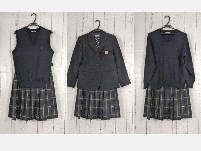 c43 北海道 厚別高校 ブレザー+ニットベスト+セーター+冬服スカート/yt4754【15XKW】