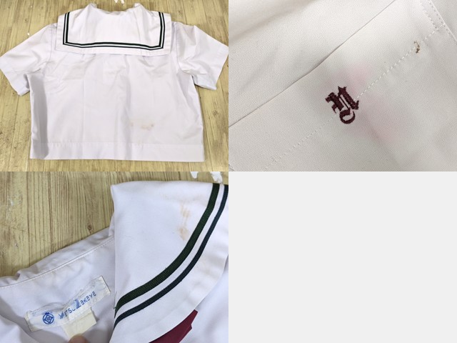 p81 愛知県 名古屋女子大学中学校 廃盤?? 夏服セーラー服+長袖シャツ+冬服スカート+スカーフ/yt3476【25DHE】