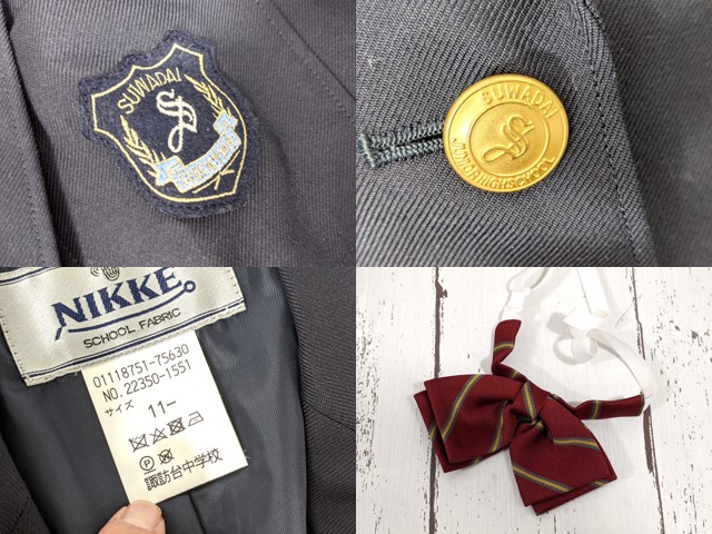 x18 東京都 諏訪台中学校 ブレザー+半袖シャツ+夏服・冬服スカート+リボン/yt4071【2GEFE】