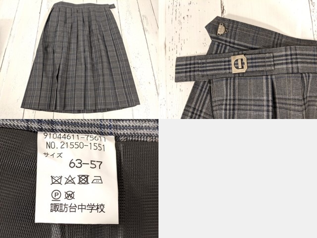 x18 東京都 諏訪台中学校 ブレザー+半袖シャツ+夏服・冬服スカート+リボン/yt4071【2GEFE】