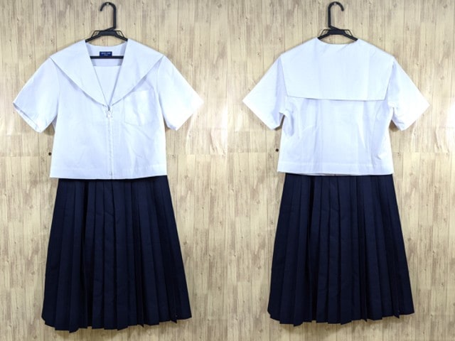 F78 愛知県 長久手南中学校 夏服セーラー服+夏服スカート/yt3365【5SHE