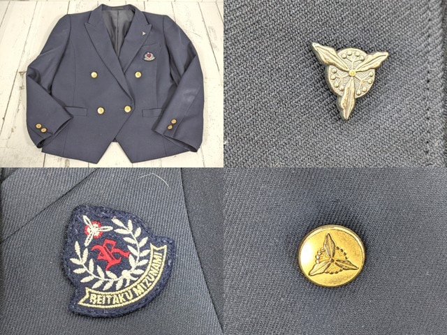 b96 岐阜県 麗澤瑞浪高校 校章付きブレザー+夏服ブラウス+長袖カッターシャツ+ニットベスト+カーデガン+冬服スカート/yt4656【18XKE】