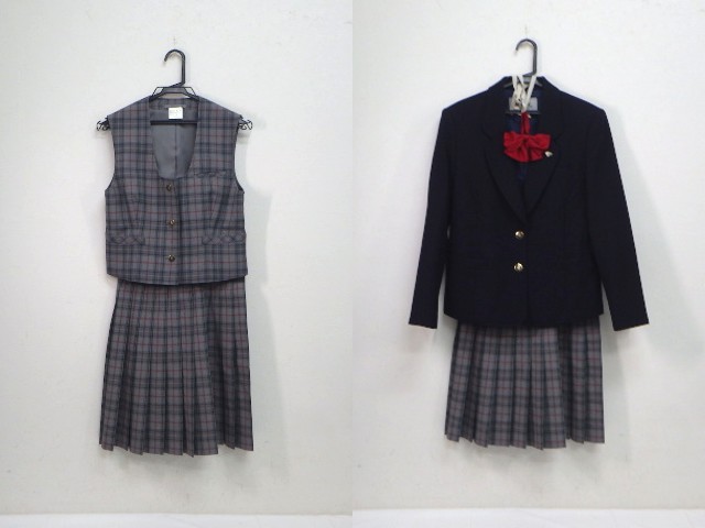制服　高校　ベスト　スカート　夏服　冬服 e56 名古屋経済大学高蔵高校 ブレザー+ベスト+夏服・冬服スカート+