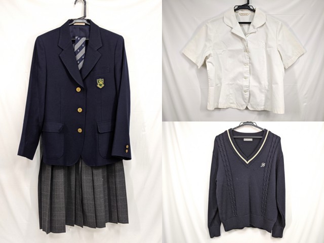 j16 神戸市立神港高校 ブレザー+半袖ブラウス+セーター+冬服スカート+