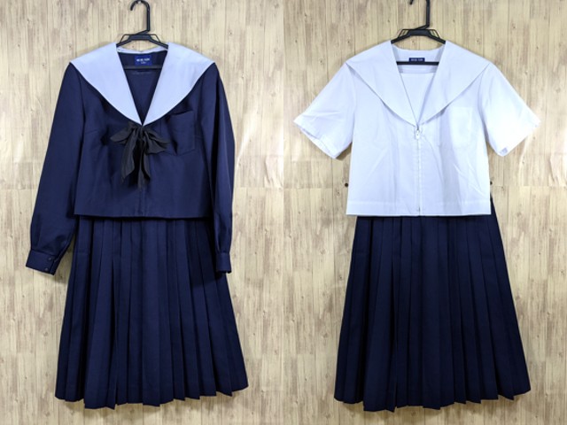 F78 愛知県 長久手南中学校 冬服/夏服セーラー服+冬服スカート+