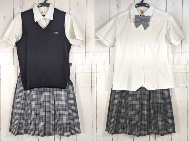 Z91 愛知県 至学館高校 ニットベスト+半袖カッターシャツ+夏服