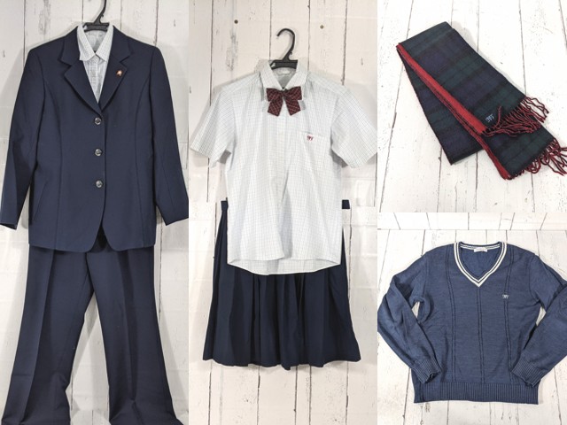 d34 大阪府 初芝富田林中学校 ブレザー+セーター+半袖・長袖シャツ+ズボン+冬服スカート+リボン/yt4957【25QDC】