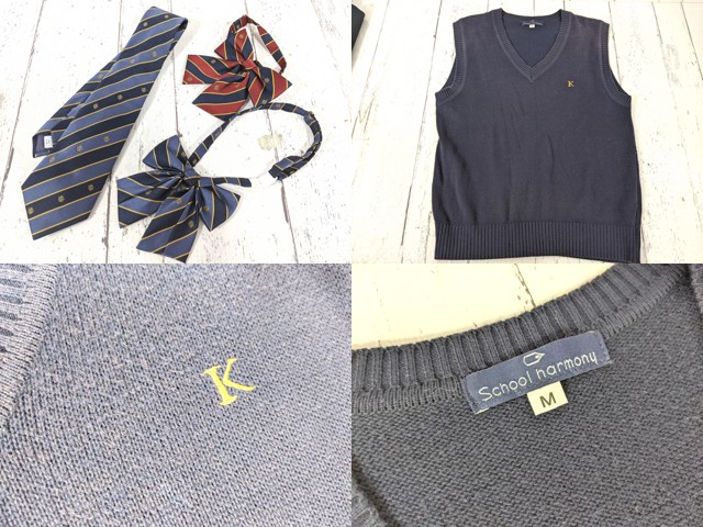 k97 東京都 関東第一高校 ブレザー+カッターシャ+ニットベスト+夏服スカート+リボン+ネクタイ/yt7034【3DHEV】