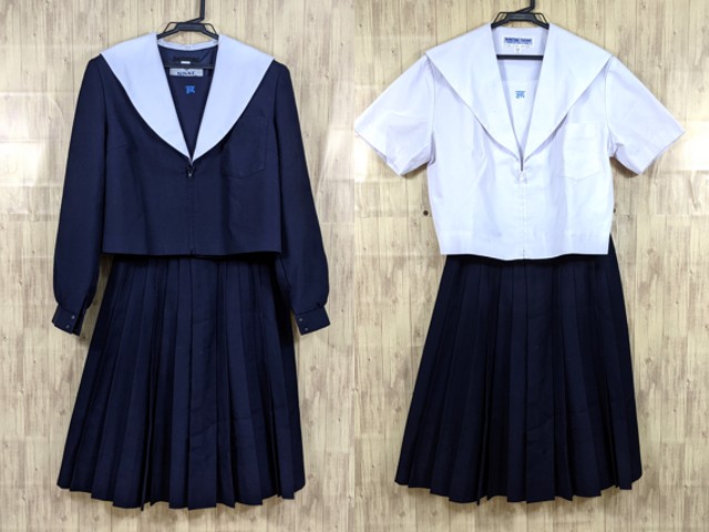 E82 愛知県 牧の池中学校 冬服・夏服セーラー服+夏服スカート/yt3259