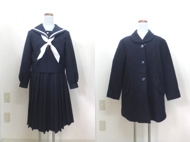 f26/名古屋市立神沢中学校□コート+冬セーラー服160Aナカノヒロミチ+