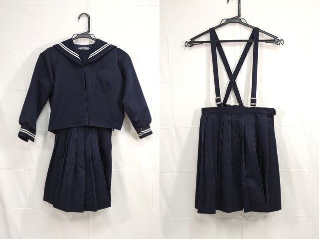 冬服　セーラー服 W32 中学校 高校 冬服 セーラー服 LL スカート スカーフ/yt0078