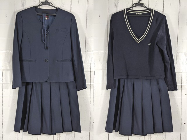 c58 福岡県 久留米高校 ブレザー+セーター+冬服スカート+ループタイ