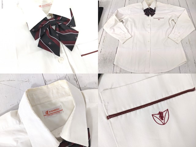 m12 愛知県 幸田高校 ブレザー+夏服ブラウス+カッターシャツ+冬服スカート+リボン/yt7049【35XLE】