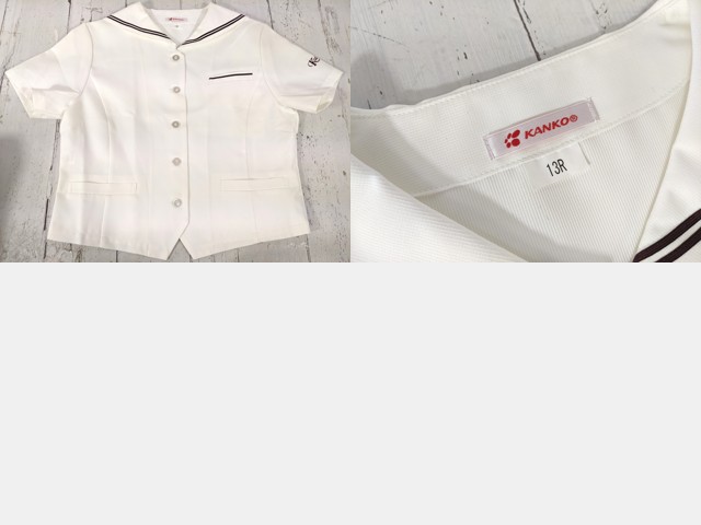 m12 愛知県 幸田高校 ブレザー+夏服ブラウス+カッターシャツ+冬服スカート+リボン/yt7049【35XLE】