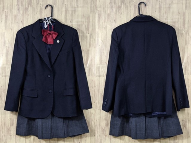 o44 京都 洛水高校 校章付ブレザー+夏服スカート+リボン/yt3375【8JEC】