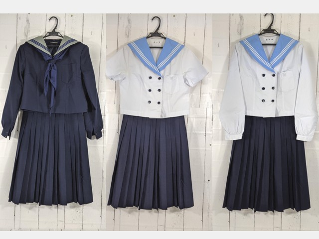 T2447 大分県立緑丘高校 夏服・中間服セーラー服+夏服 スカート/yt5028