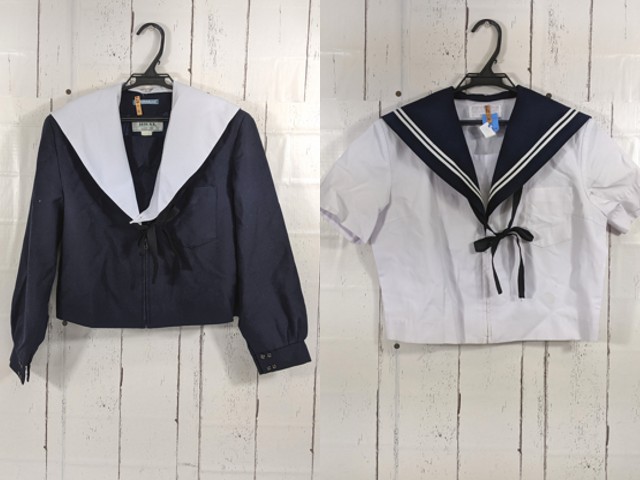 d08 愛知県 助光中学校 夏服・冬服セーラー服+ループタイ/yt4867
