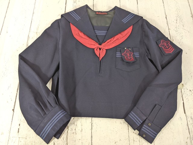 L14 山梨県 英和高校 女子校 冬服セーラー服+冬用ジャンパースカート+スカーフ/yt7051【5WQKQ】