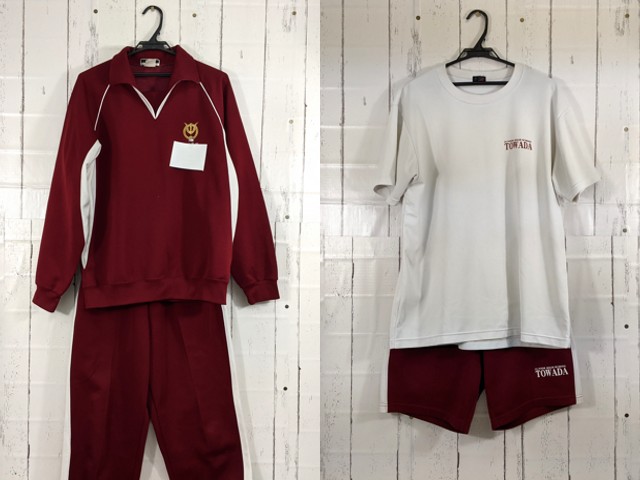 v59 青森県 十和田中学校 体操服 体操着 シャツ+ハーフパンツ+長袖