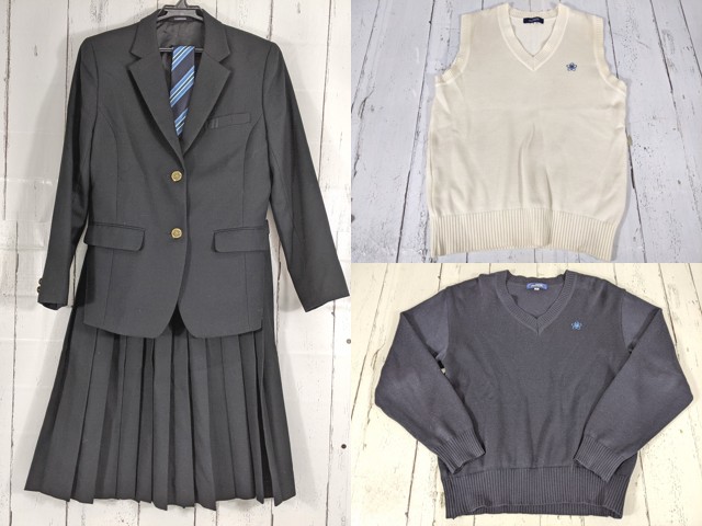 d67 千葉県立成東高等学校 ブレザー+セーター+ニットベスト+夏服・冬服スカート+ネクタイ/yt4960【3XJEC】