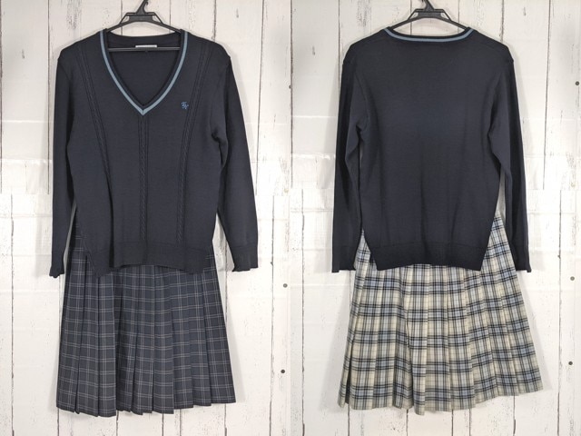 b35 北海道 札幌手稲高等学校 セーター＋夏服・冬服スカート/yt4592