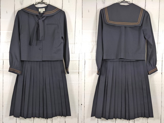 o27 沖縄県 那覇高校 女子用学生服 制服 冬服セーラー服+冬服スカート+ネクタイ/yt7054【15WKC】