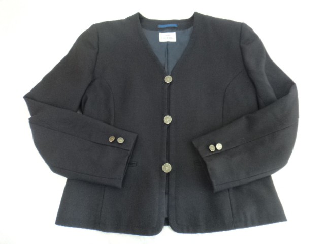 P72 共立女子第二高校▼女子高生 制服 学生服 紺ブレザー▼スカート▼リボン▼カーデガン/5yt256