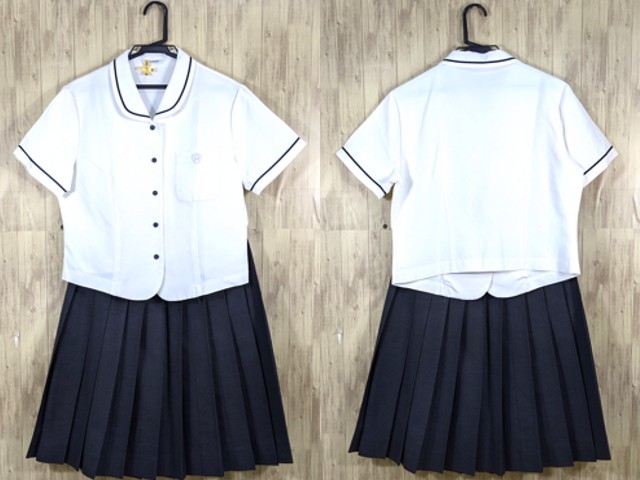 T1794 鹿児島県 野田女子高校 夏服セーラー服+夏服スカート/yt3575